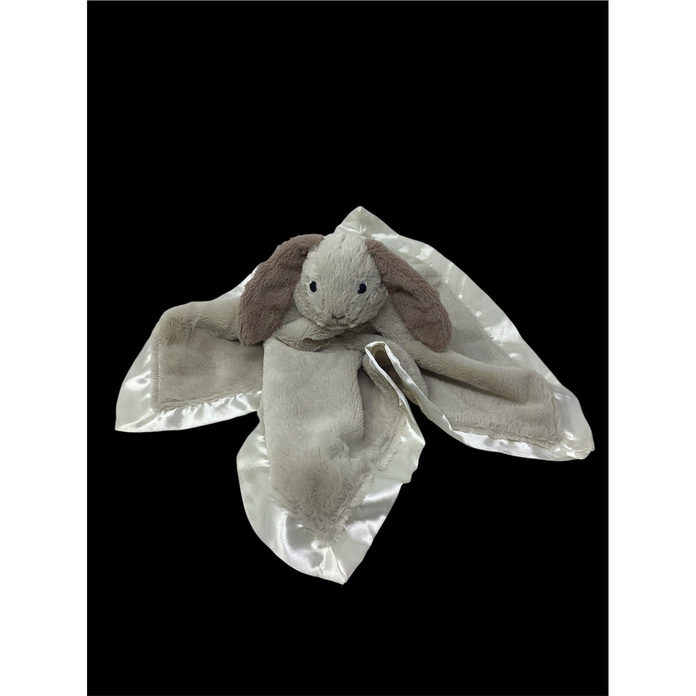 Hallmark Tan/TaupeBrown Bunny Rabbit Check Security Blanket Lovey Satin Trim 16"